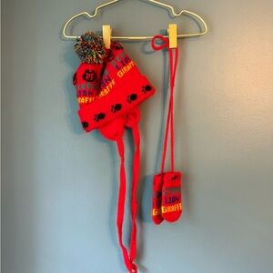Vintage Carter's Red Hat‎ and Mittens Set